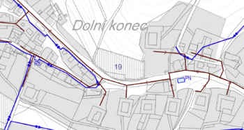 Voda a splašková kanalizace - Prodej pozemku 4000 m², Kladky