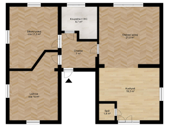 2D půdorys - Prodej bytu 3+1 v osobním vlastnictví 92 m², Krnov