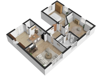 3D půdorys - Prodej bytu 3+1 v osobním vlastnictví 92 m², Krnov