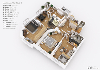 Prodej bytu 4+1 v osobním vlastnictví 149 m², Praha 7 - Holešovice