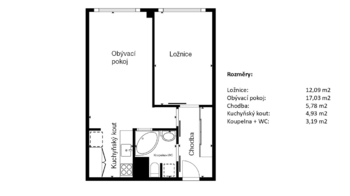 Prodej bytu 2+kk v osobním vlastnictví 43 m², Praha 4 - Chodov