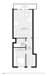 2D PŮDORYS - Pronájem bytu 2+kk v osobním vlastnictví 65 m², Praha 9 - Libeň