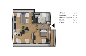 Prodej bytu 2+kk v osobním vlastnictví 76 m², Hořovice