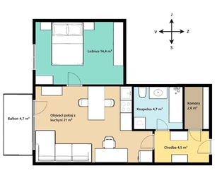 Prodej bytu 2+kk v osobním vlastnictví 52 m², Praha 9 - Vysočany