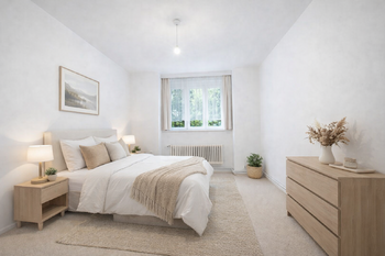 ložnice vizualizace - Prodej bytu 1+1 v osobním vlastnictví 54 m², Praha 6 - Břevnov