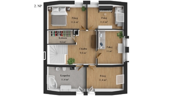 Plánek 2. nadzemního podlaží - Prodej domu 183 m², Praha 5 - Lochkov