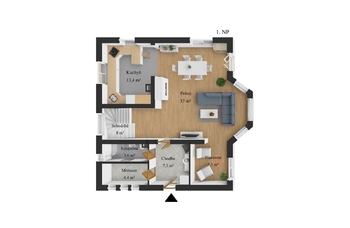 Plánek 1. nadzemního podlaží - Prodej domu 183 m², Praha 5 - Lochkov