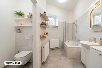 Vizualizace koupelny - Prodej bytu 3+1 v osobním vlastnictví 79 m², Uničov