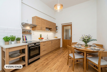 Vizualizace kuchyně - Prodej bytu 3+1 v osobním vlastnictví 79 m², Uničov