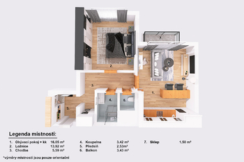 Pronájem bytu 2+kk v osobním vlastnictví 46 m², Nová Bystřice
