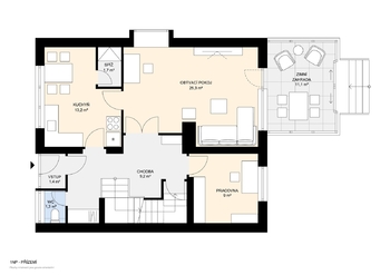 Půdorys 1.NP - Prodej domu 179 m², Mladá Boleslav