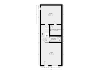 39. 2D půdorys s výměrami 1. PP domu - Prodej domu 229 m², Praha 6 - Řepy
