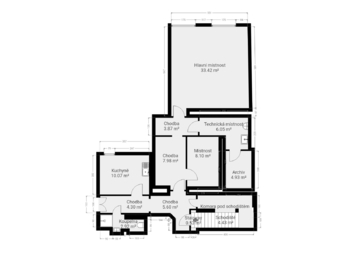 25. 2D půdorys s výměrami 2. NP domu - Pronájem komerčního prostoru 259 m², Praha 1 - Staré Město