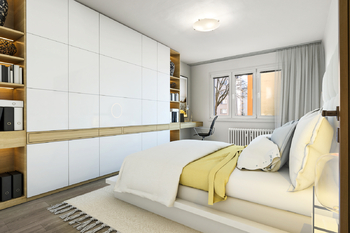 Ložnice (vizualizace) - Prodej bytu 3+1 v osobním vlastnictví 75 m², Praha 6 - Veleslavín