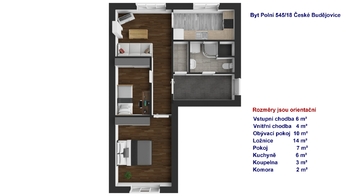 Prodej bytu 2+1 v osobním vlastnictví 54 m², České Budějovice