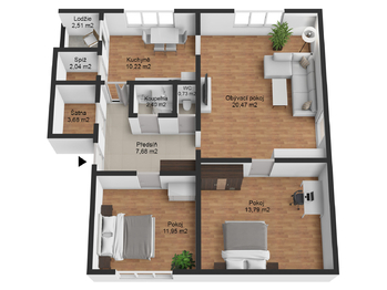 Prodej bytu 3+1 v osobním vlastnictví 80 m², Tábor