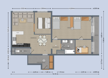Náš stávající půdorys  - Prodej bytu 3+kk v osobním vlastnictví 90 m², Praha 5 - Stodůlky