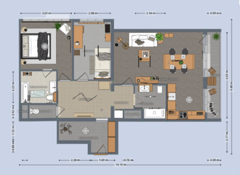 Možný půdorys pro rekonstrukci - Prodej bytu 3+kk v osobním vlastnictví 90 m², Praha 5 - Stodůlky