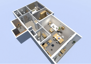 Vizualizace nožného budoucího rozdělení - Prodej bytu 3+kk v osobním vlastnictví 90 m², Praha 5 - Stodůlky