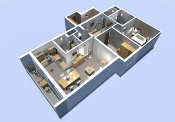 Vizualizace nožného budoucího rozdělení - Prodej bytu 3+kk v osobním vlastnictví 90 m², Praha 5 - Stodůlky