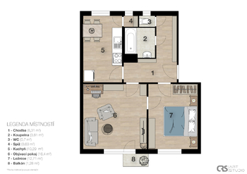 Prodej bytu 2+1 v osobním vlastnictví 55 m², Katusice