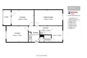Prodej bytu 3+1 v družstevním vlastnictví 79 m², Chomutov