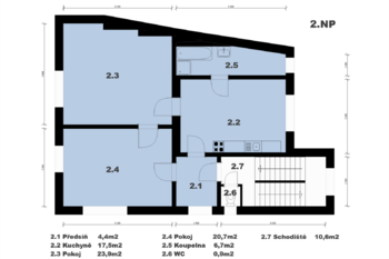 půdorys 2.NP - Prodej domu 242 m², Brandýs nad Labem-Stará Boleslav