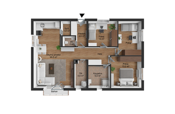 půdorys Motyčín - Prodej domu 98 m², Kladno