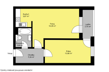 Pronájem bytu 2+kk v osobním vlastnictví 59 m², Kolín