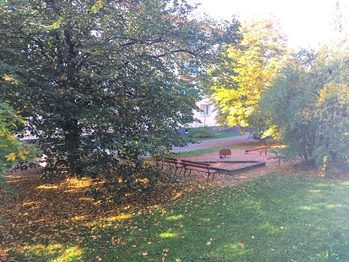 dětské hřiště ve vnitrobloku - Pronájem bytu 1+1 v osobním vlastnictví 33 m², Pardubice