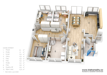3D plánek - Prodej rodinného domu 4+kk s pozemkem 480 m² - Střelice, Stod, Plzeň jih - Prodej domu 100 m², Střelice
