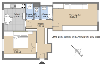 Prodej bytu 2+1 v osobním vlastnictví 55 m², Brno