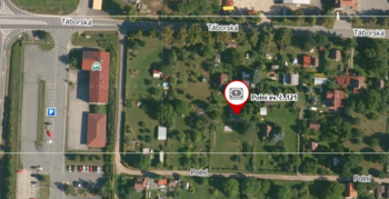 Letecký pohled na chatu se zahraou. - Prodej chaty / chalupy 65 m², Chotoviny