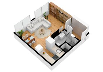 Byt 1+kk Podskalské nábřeží 1352, Kolín - vizualizace - Pronájem bytu 1+kk v osobním vlastnictví 32 m², Kolín