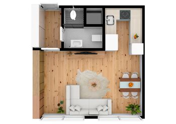 Byt 1+kk Podskalské nábřeží 1352, Kolín - vizualizace - Pronájem bytu 1+kk v osobním vlastnictví 32 m², Kolín