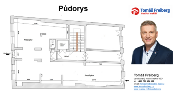 Půdorys - Pronájem obchodních prostor 186 m², Písek 
