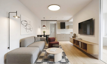 Obývací pokoj - vizualizace - Prodej bytu 4+kk v osobním vlastnictví 83 m², Praha 5 - Stodůlky