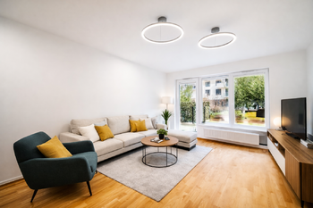 OBÝVACÍ POKOJ VIZUALIZACE - Pronájem bytu 3+kk v osobním vlastnictví 147 m², Praha 9 - Vysočany 