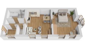 Byt 2+kk, Masarykovo náměstí, Police nad Metují - vizualizace - Pronájem bytu 2+kk v osobním vlastnictví 61 m², Police nad Metují