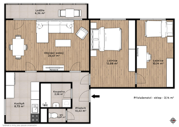 Pronájem bytu 3+1 v osobním vlastnictví 74 m², Praha 4 - Krč