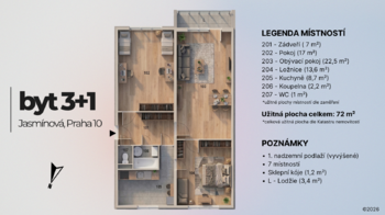 Prodej bytu 3+1 v osobním vlastnictví 72 m², Praha 10 - Záběhlice