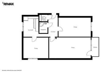 Plánek bytu - Prodej bytu 3+1 v osobním vlastnictví 68 m², Mělník
