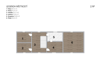 Půdorys - 2 NP - Prodej domu 253 m², Pustějov