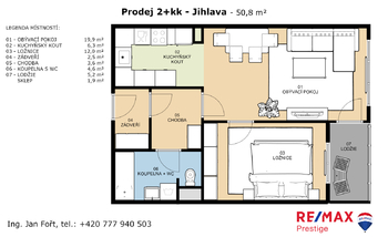 Prodej bytu 2+kk v osobním vlastnictví 51 m², Jihlava