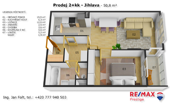 Prodej bytu 2+kk v osobním vlastnictví 51 m², Jihlava