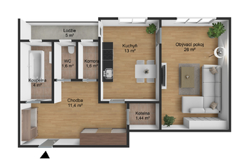 Prodej bytu 1+1 v osobním vlastnictví 65 m², Vranovice