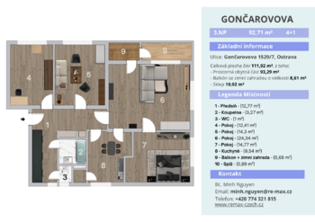 Prodej bytu 4+1 v osobním vlastnictví 112 m², Ostrava