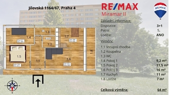 Pronájem bytu 3+1 v osobním vlastnictví 71 m², Praha 4 - Braník