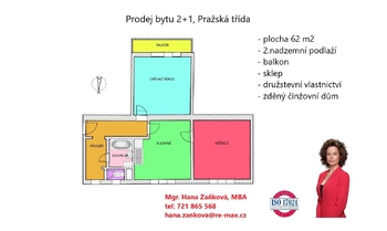Prodej bytu 2+1 v osobním vlastnictví 68 m², České Budějovice