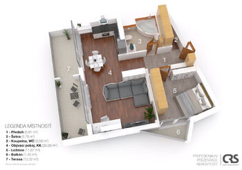 Pronájem bytu 2+kk v osobním vlastnictví 70 m², Praha 8 - Libeň